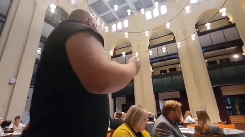 Man attacked by the staff at the Texas vaccine policy symposium