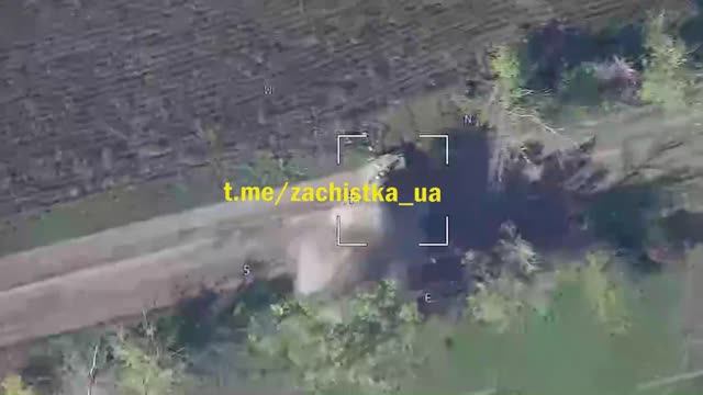 Friendly UAV gets acquainted with Ukrainian tank