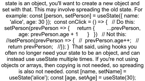 Do I need to use the spread operator when using useState hook on object when updating