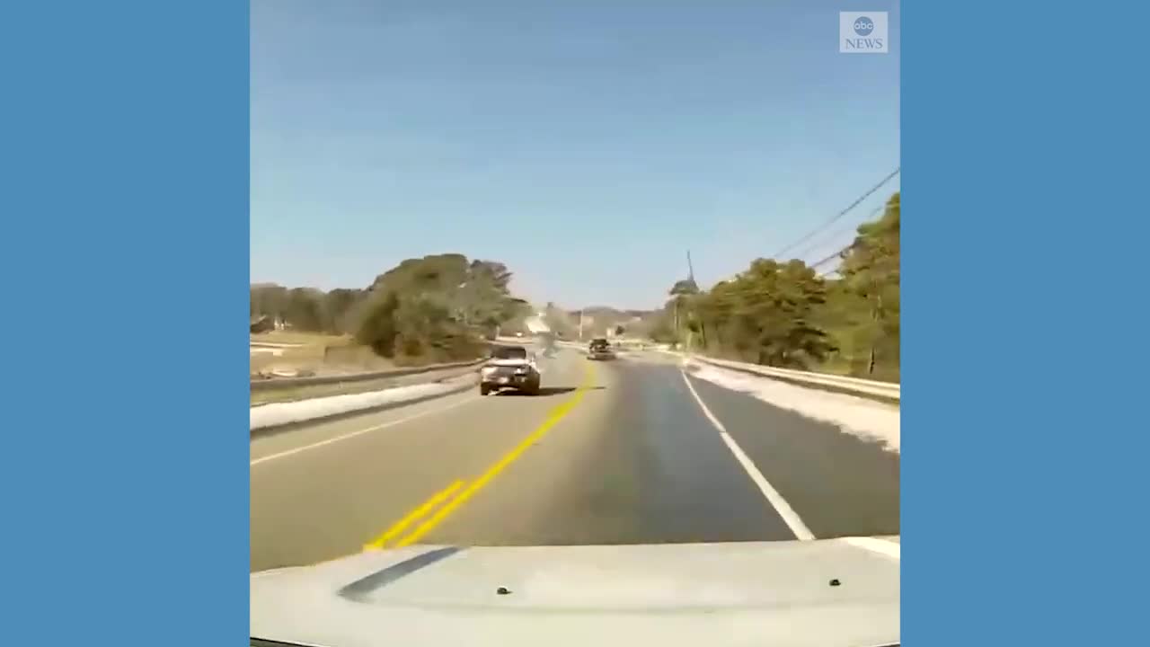 Flying chunk of ice smashes motorist's windshield