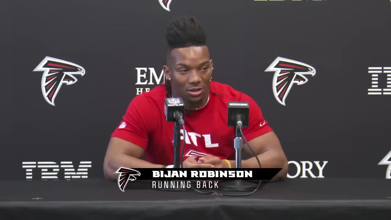 Bijan Robinson arrives in Atlanta | Press Conference | 2023 NFL Draft | Atlanta Falcons
