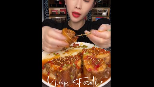 PORK BELLY EATING SPICY CHINESE FOOD SATISFYING MUKBANG 3