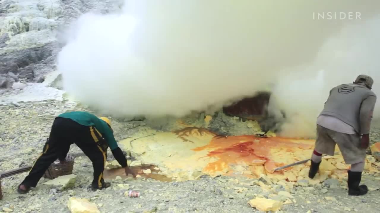 Why Miners Risk Their Lives To Get Sulfur From An Active Volcano | Risky Business