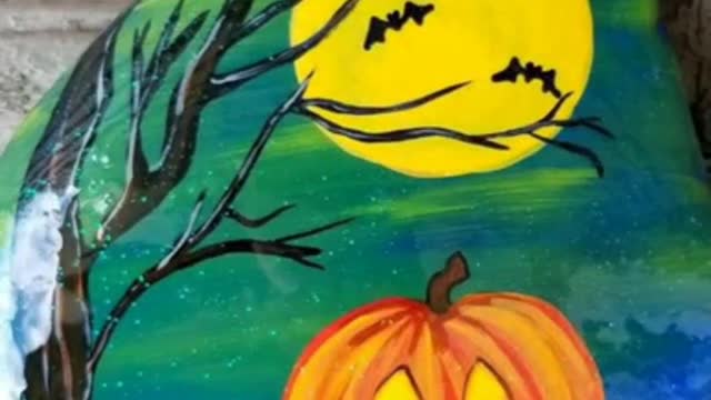 fabulous and Marvellous Halloween pumpkin stone rock painting ideas for bignners