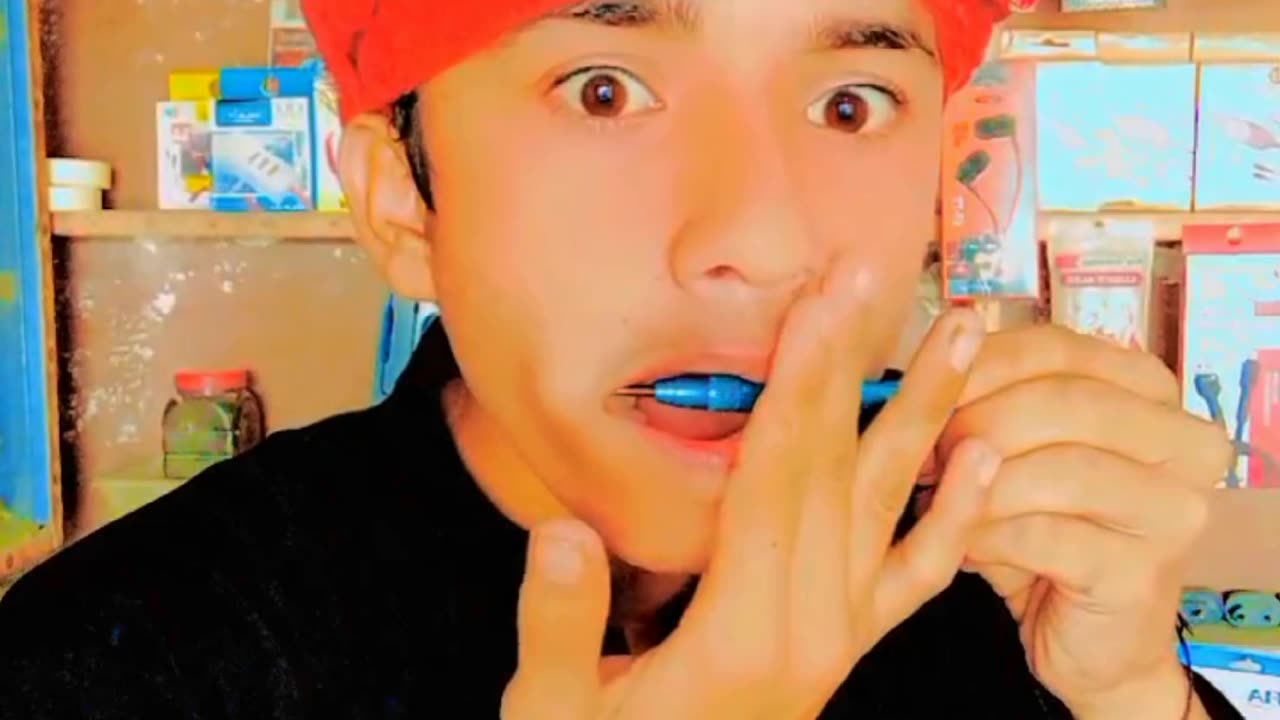 Pencil GoThrough Mouth Magic Trending #trending #shorts #ytshorts