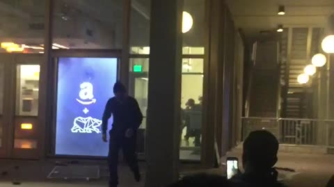 Feb 1 2017 Berkeley Milo's speech 1.3.3 Antifa attack college building with metal barricade