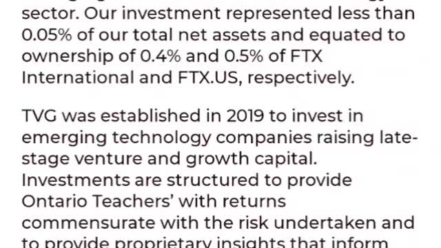 Ontario Teachers Pension Plan statement on (FTX) - More Conections To The World Economic Forum & United Nations - THE CRIMINALS ARE BECOMING VERY EXPOSED!