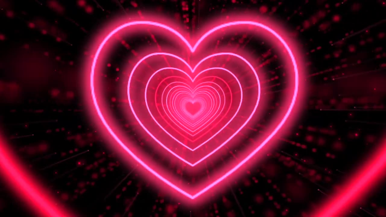 924. Heart Tunnel❤️Red Heart Background Neon Heart Heart