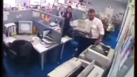 Man" Loses" his Temper With the Printer