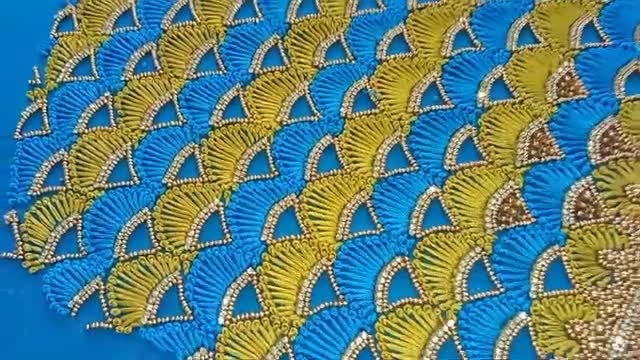 peacock 🦚 design with stone and thread