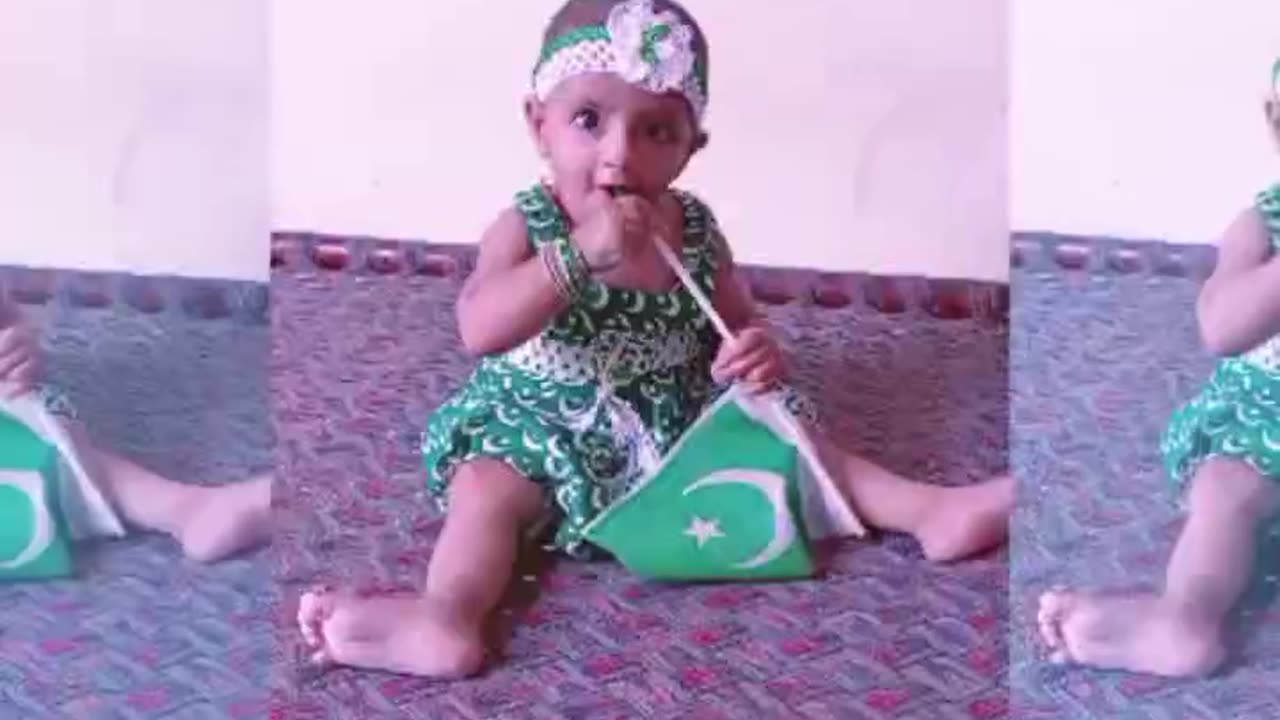 Baby girl enjoy Pakistan Day