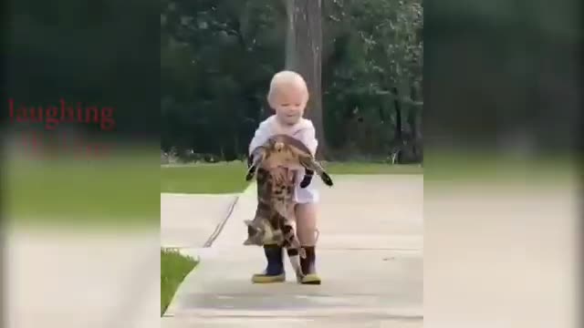 Baby and cat cute video, comedy video.....