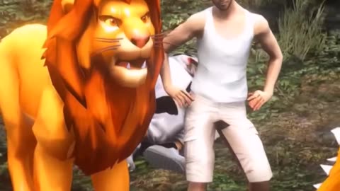 Adam saved Lion life 😱😭/FREE FIRE x GTA 5/ #shorts