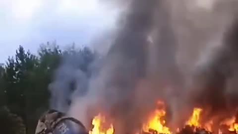 WAGNER'S CHIEF CRASHED PLANE ON FIRE