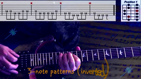 A Major Pentatonic Position 1 (3-note patters inverted)