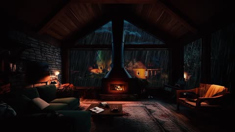 🌧️Rainy Spring Night By a Warm Fireplace🔥