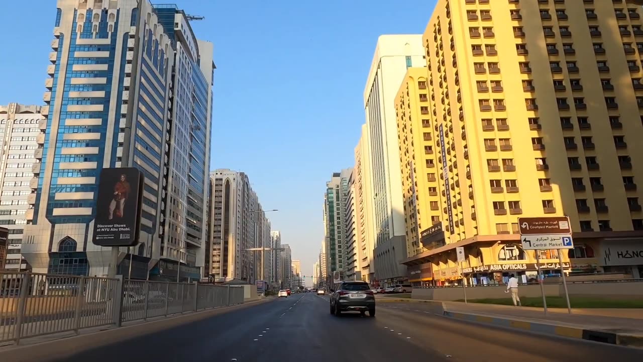 Driving through Abudhbai Downtown