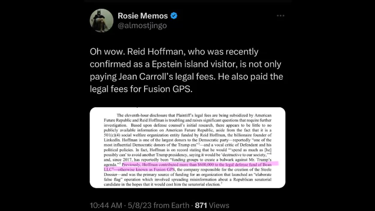 Rosie Memos - Paying her legal fees
