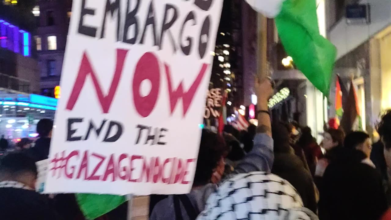 An "ARMY" of NYPD officers at the PEACEFUL protest: “FLOOD ELECTION DAY FOR PALESTINE."