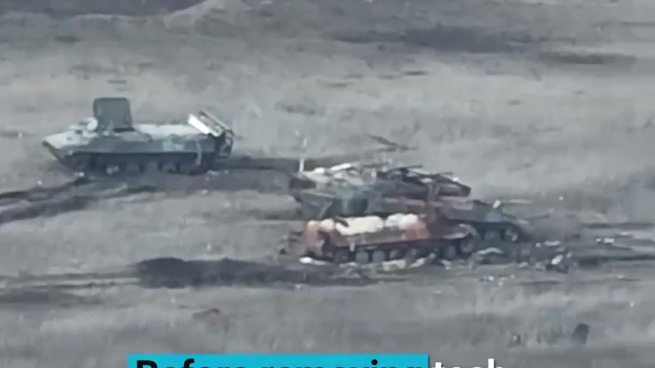 Report about the recovery of Russian damaged vehicles from the battlefield