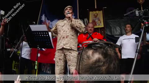 Riccardo Bosi leader Australia One Sydney Freedom Rally 20 Nov