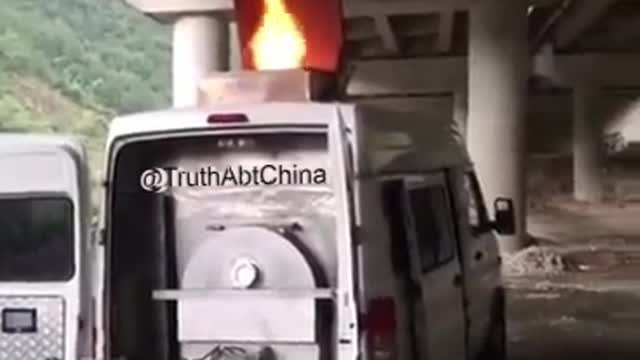 Mobile crematorium in China