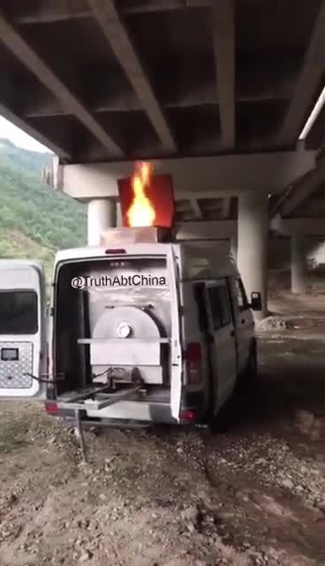 Mobile crematorium in China