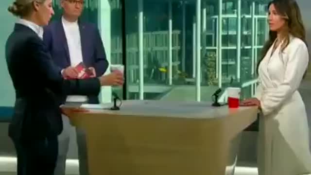 Alice Weidel erklärt der verwirrten Dame kurz das Wahlprogramm. 😆😆😆