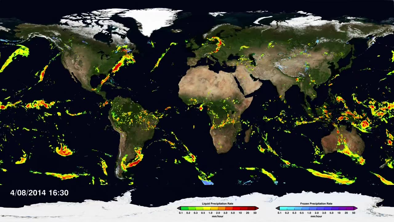 NASA First Global Rainfall and Snowfall Map from New Mission