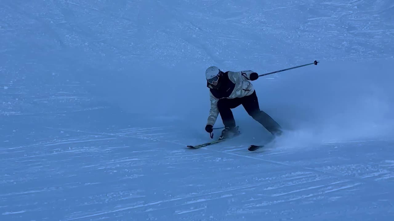 Skiing Beginner Slides Straight Into Camera