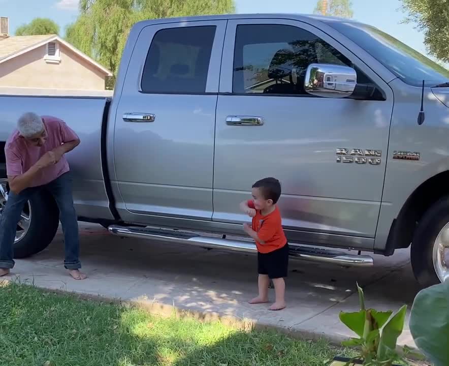 Toddler Faceplanted Racing with Grandpa