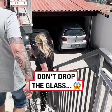 Moving glass pane ends in tears 😭