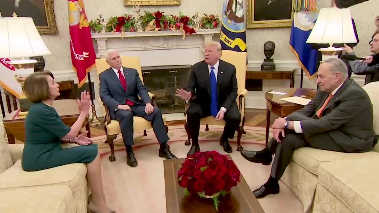 Watch the full, on-camera shouting match between Trump, Pelosi and Schumer