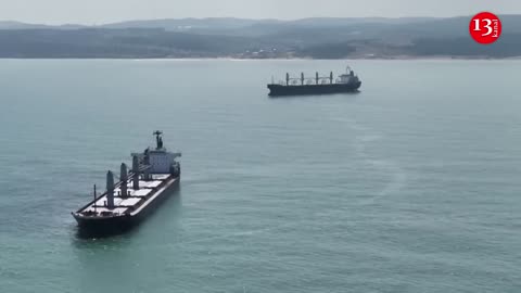 Drone shows grain ships anchored off Istanbul as Ukraine accuses Russia of halting deal