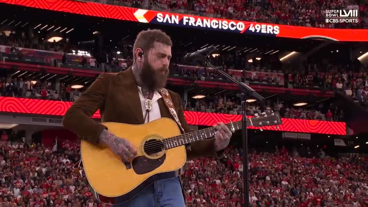 Post Malone Sings America the Beautiful at Super Bowl LVIII