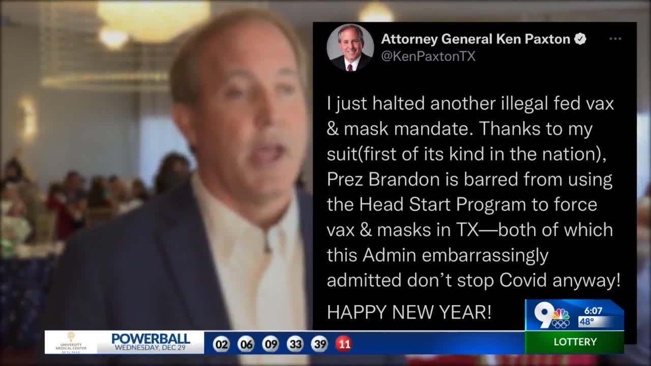 "Texas A.G. Ken Paxton wins as Federal Judge halts another Biden vaccine, mask mandate"