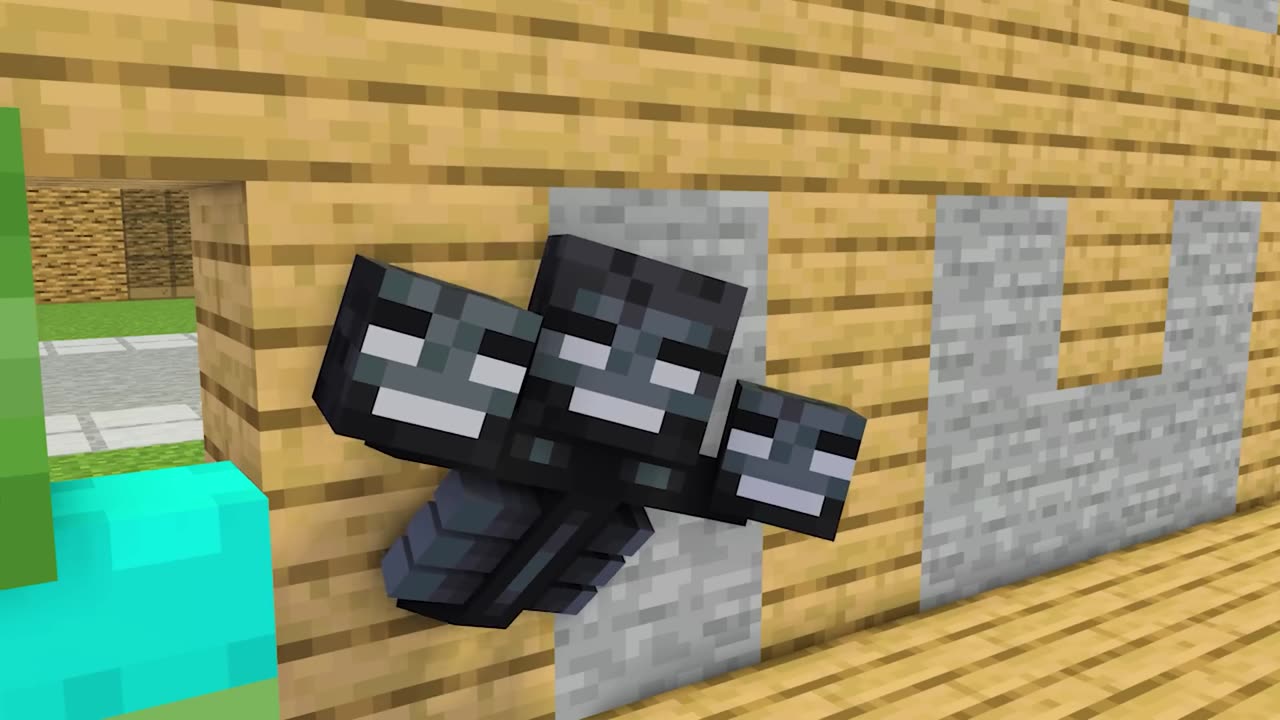 Monster School Baby Wither Skeleton Three Heads - Minecraft Animation