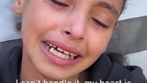 Palestinian girl in tears after her uncle was killed in Israeli strike on Rafah