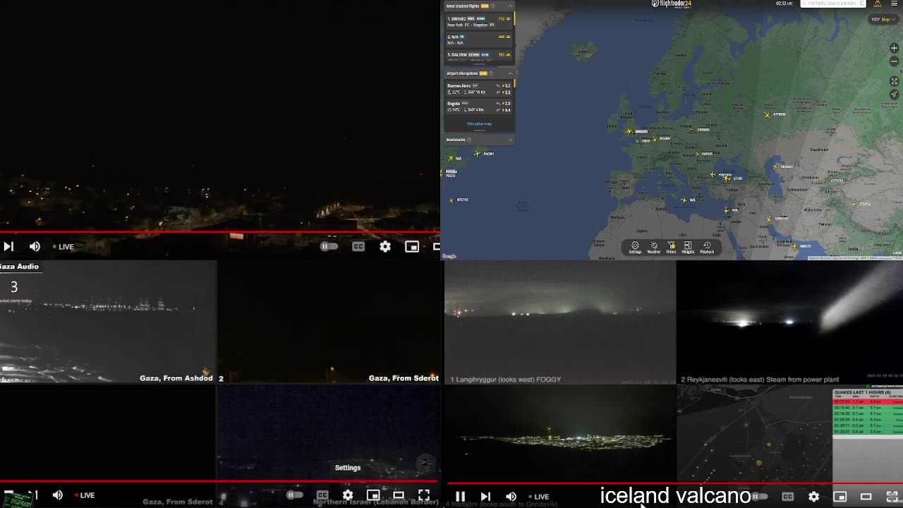 Live Cams From GAZA ISRAEL Multicams and Aircraft Tracking Iceland Volcano Watch