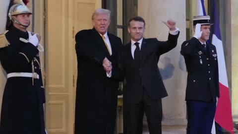 President Trump is back on the world stage. Macron is sucking up.