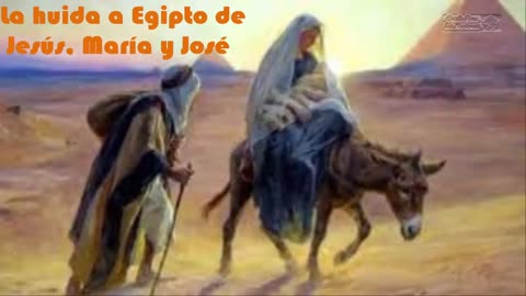 La huida a Egipto de Jesús, María y José...