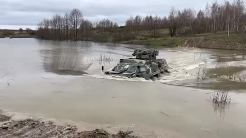 Ukrainian BTR4 Crossing a River