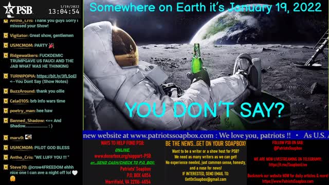 2022-01-19 13:00 EST - "You Don't Say? Gang": with Nurse Nett, No Regerts, Maj WTF & more