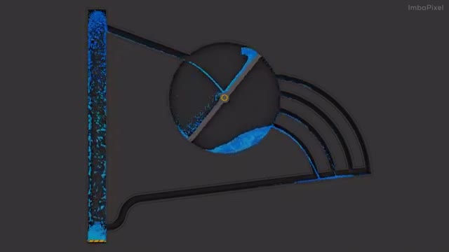 Particle fluid. Turbine. Simulation