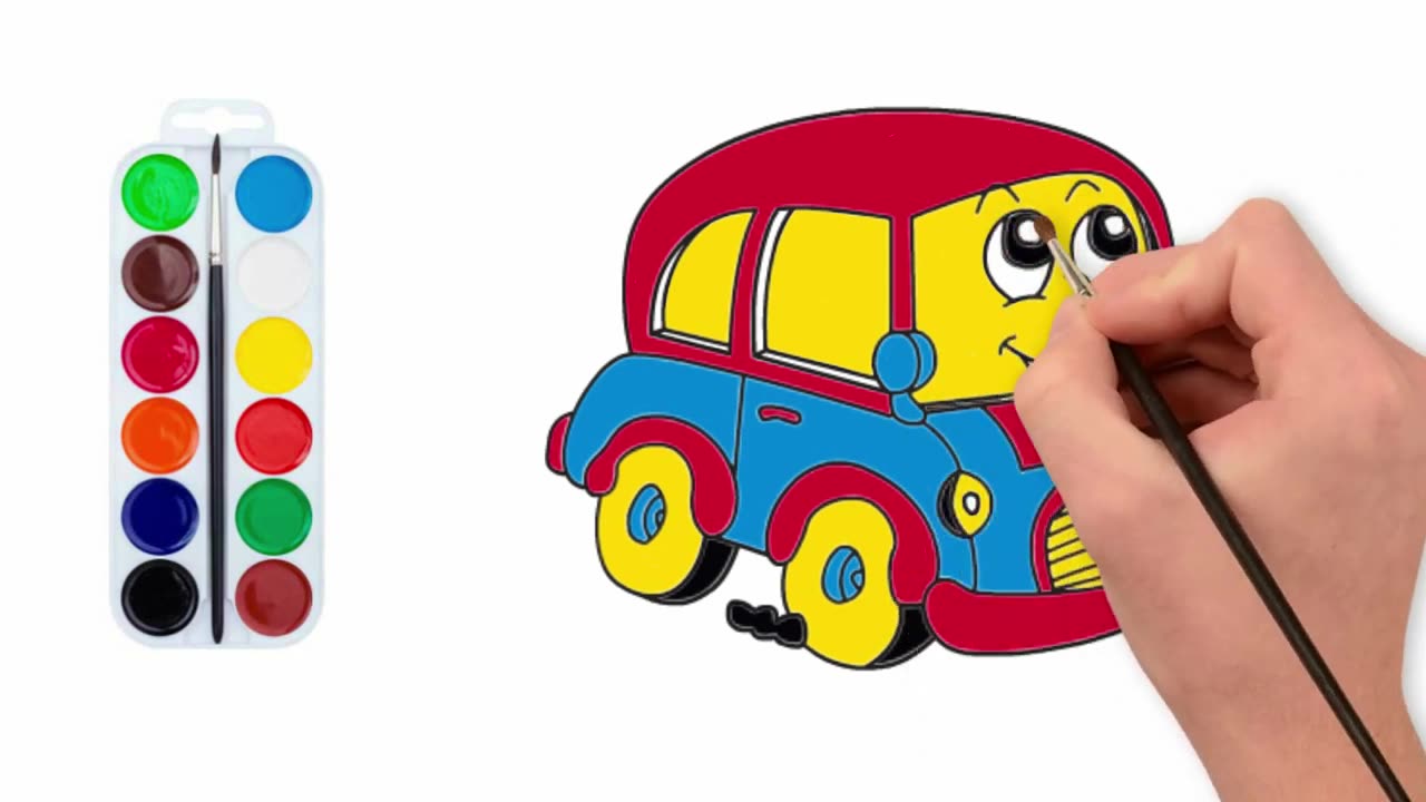 How to Draw Cute Car and Coloring For Kids | Learning Draw | Coloring Page | Coloring Car