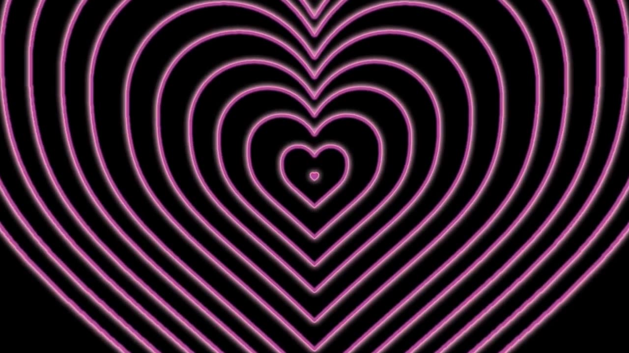 762. Neon Lights Love Heart Tunnel💜Purple Heart Background Neon Heart