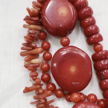 Handmade + Knotting Unique 24” Layered Necklace with 925 Silver, Red Turquoise