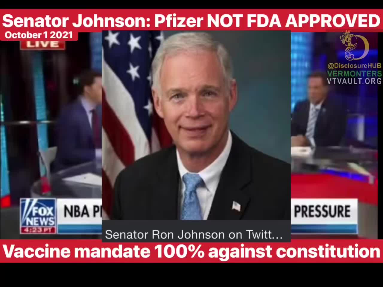 Senator Johnson: ITS NOT FDA Approved they tricked us