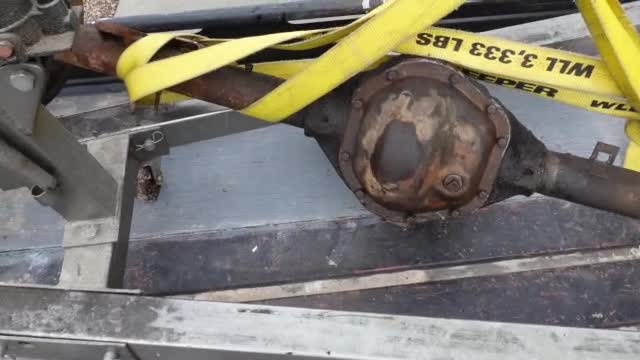 Setting up to clean an axle out of the 57' GMC. Moving cars, hoist on a trailer & other fun!