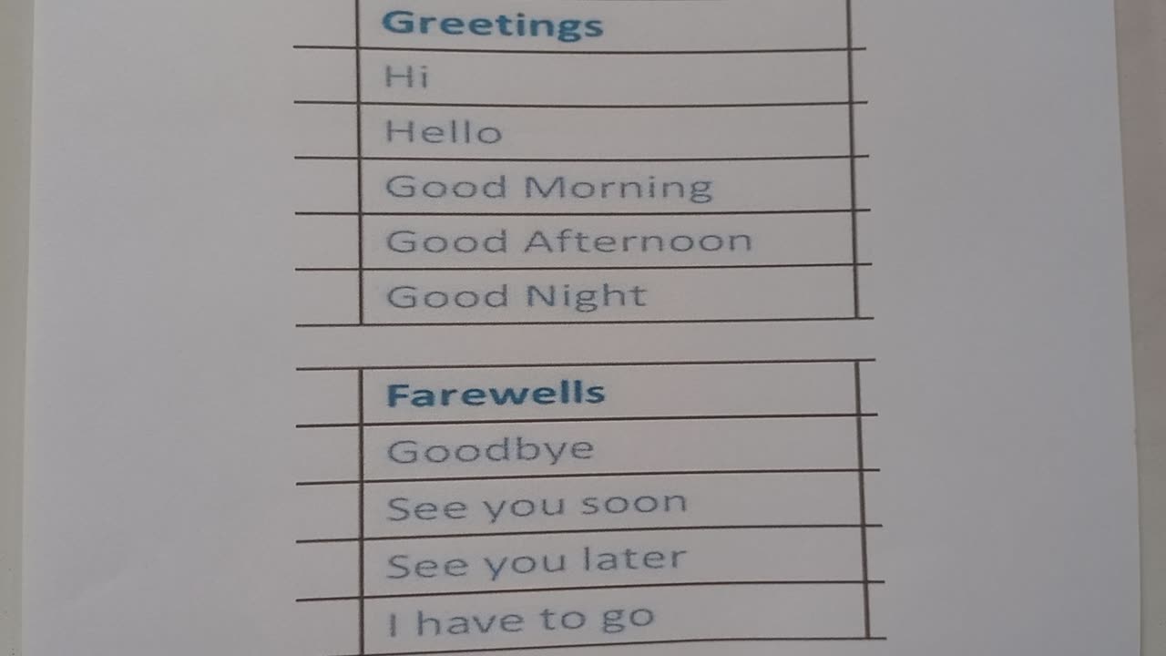 Greetings. Farewells